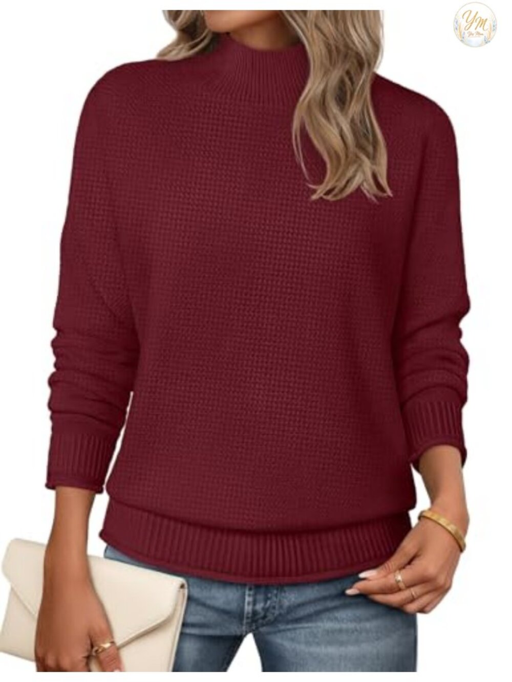 Womens Turtleneck Long Sleeve Cozy Knit Pullover Sweater